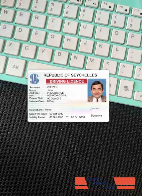 Seychelles driving license photolook FRONT PSD template
